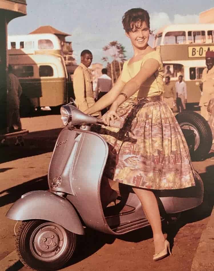 the step through vespa model was a success for women with skirts