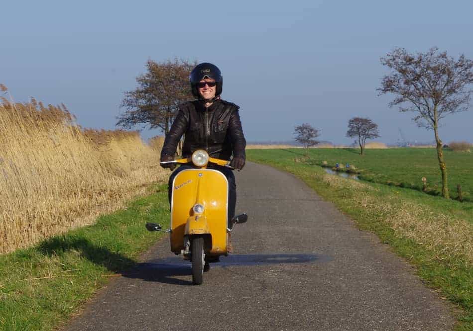 driving the backroads with a classic Vespa V50