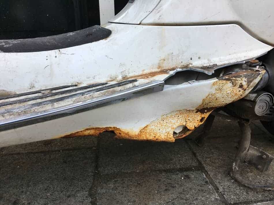 damage on a vespa frame