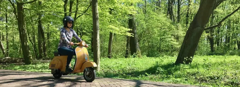 ride a vespa for the first time in a quiet location