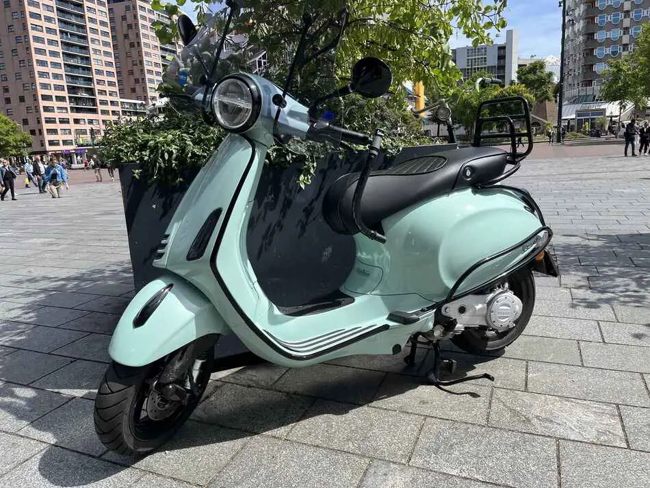 the vespa has a compact design making it easy to park everywhere