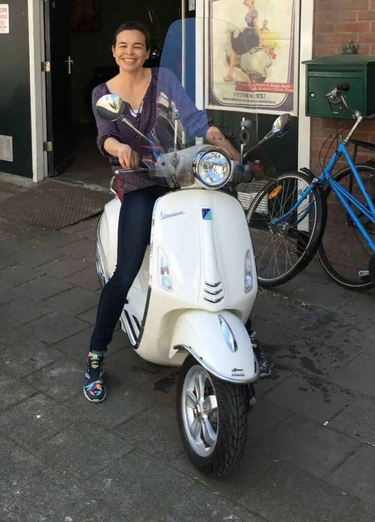 me going for a ride on a white primavera